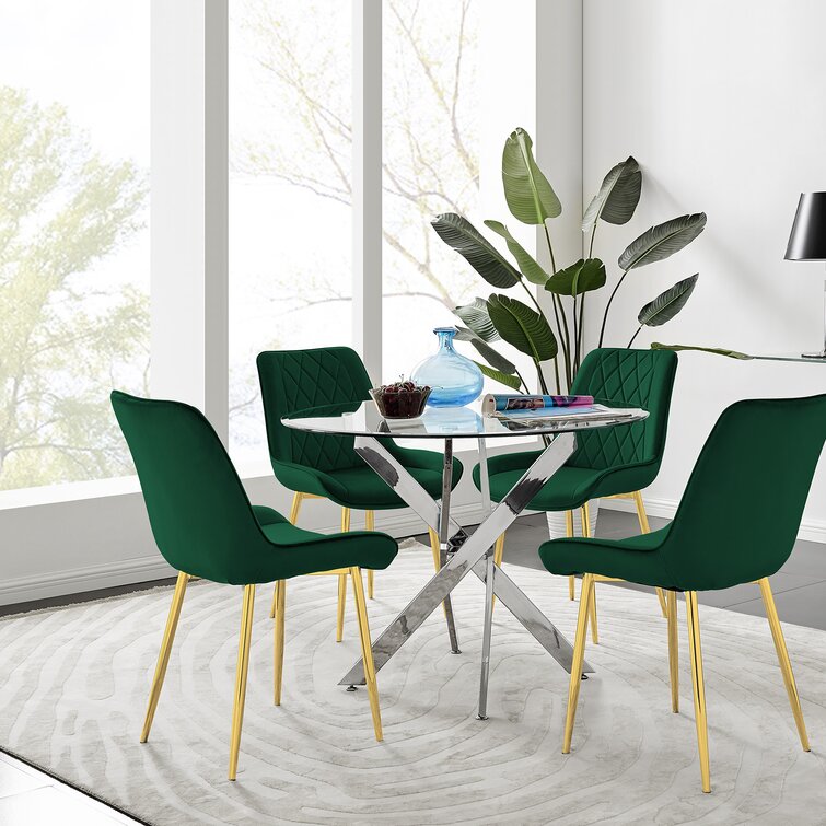 Round dining table with best sale velvet chairs